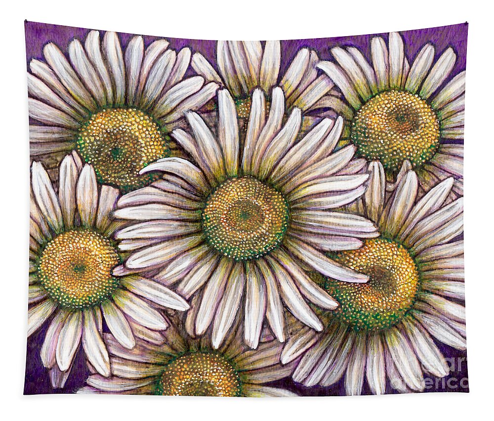 Daisy Tapestry featuring the painting Ox-Eyed Daisy Colony by Amy E Fraser