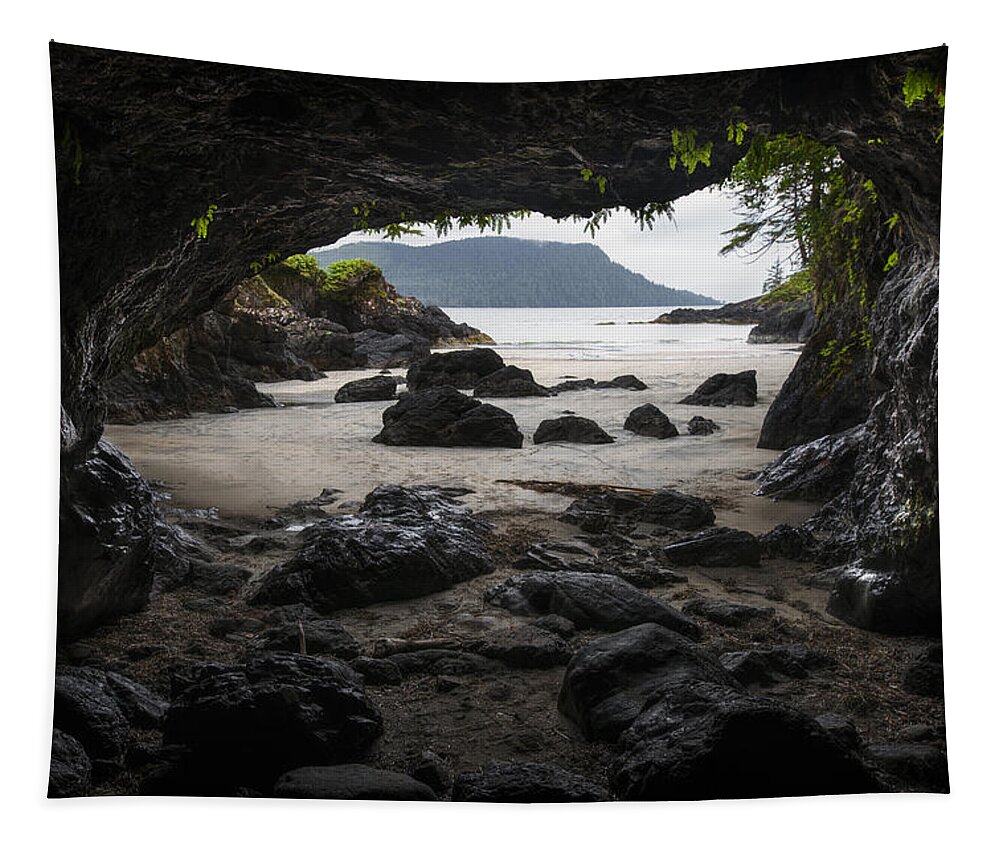 Vancouver Island Tapestry featuring the photograph Pacific Coastal Cave by Matt Hammerstein