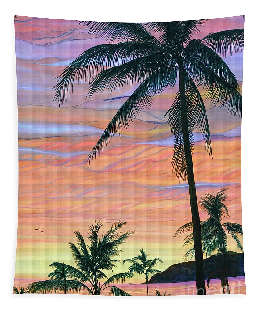 Seascape Tapestry featuring the painting Pacific Sunset by Aicy Karbstein