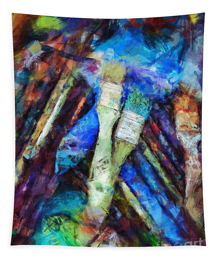 Painting Tapestry featuring the digital art Paint Brushes by Phil Perkins