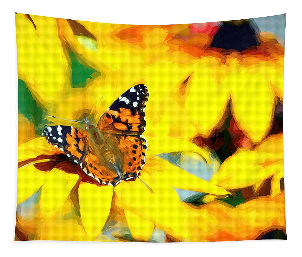Cosmopolitan Tapestry featuring the photograph Painted Lady Butterfly Van Gogh by Don Northup