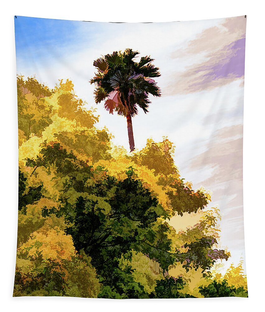 Art Tapestry featuring the photograph Palm above the Trees by Roslyn Wilkins