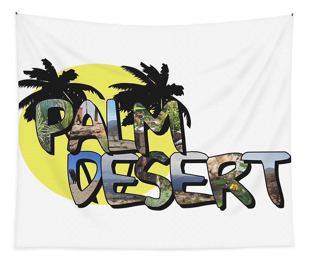 Palm Desert Tapestry featuring the photograph Palm Desert Large Letter with Moon by Colleen Cornelius