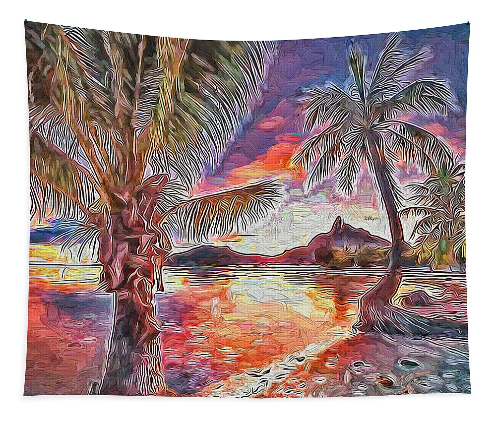 Paint Tapestry featuring the painting Palm fantasy by Nenad Vasic