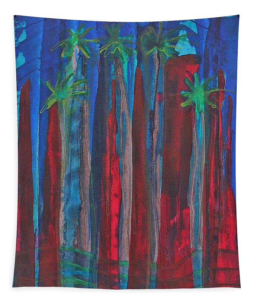 Palm Springs Tapestry featuring the painting Palm Springs Nocturne original painting by Sol Luckman
