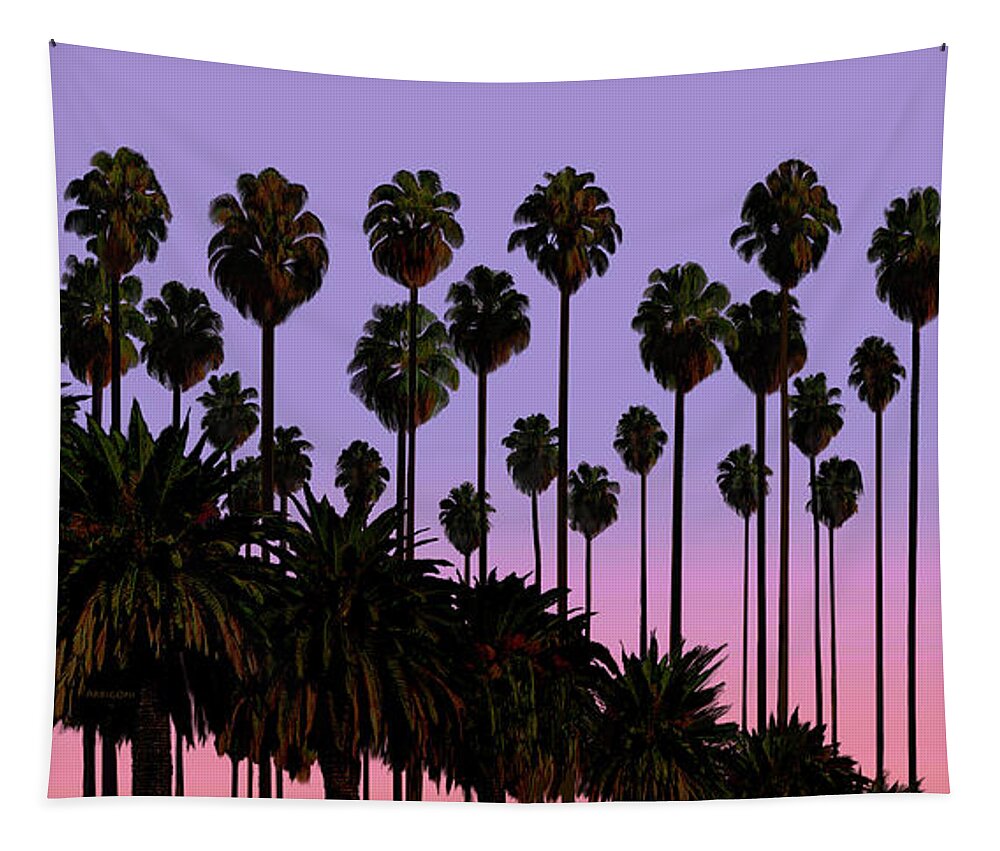 Palm Trees Tapestry featuring the painting Palm Trees, Palm Haven, San Jose, California by David Arrigoni