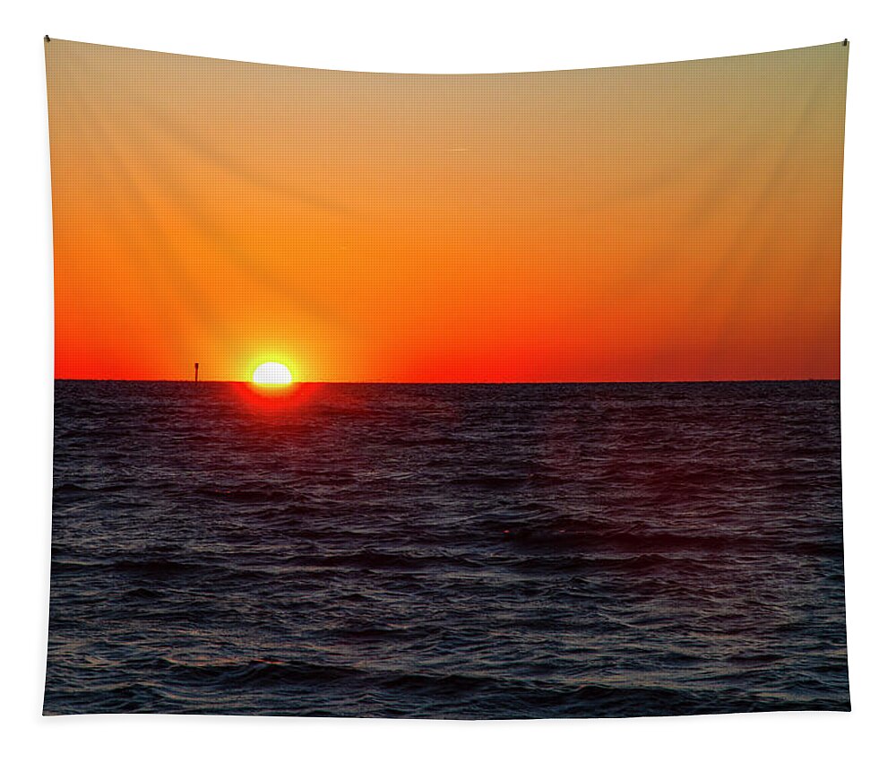Sunset Tapestry featuring the photograph Pamlico Sound Sunset 2010-10 01 by Jim Dollar