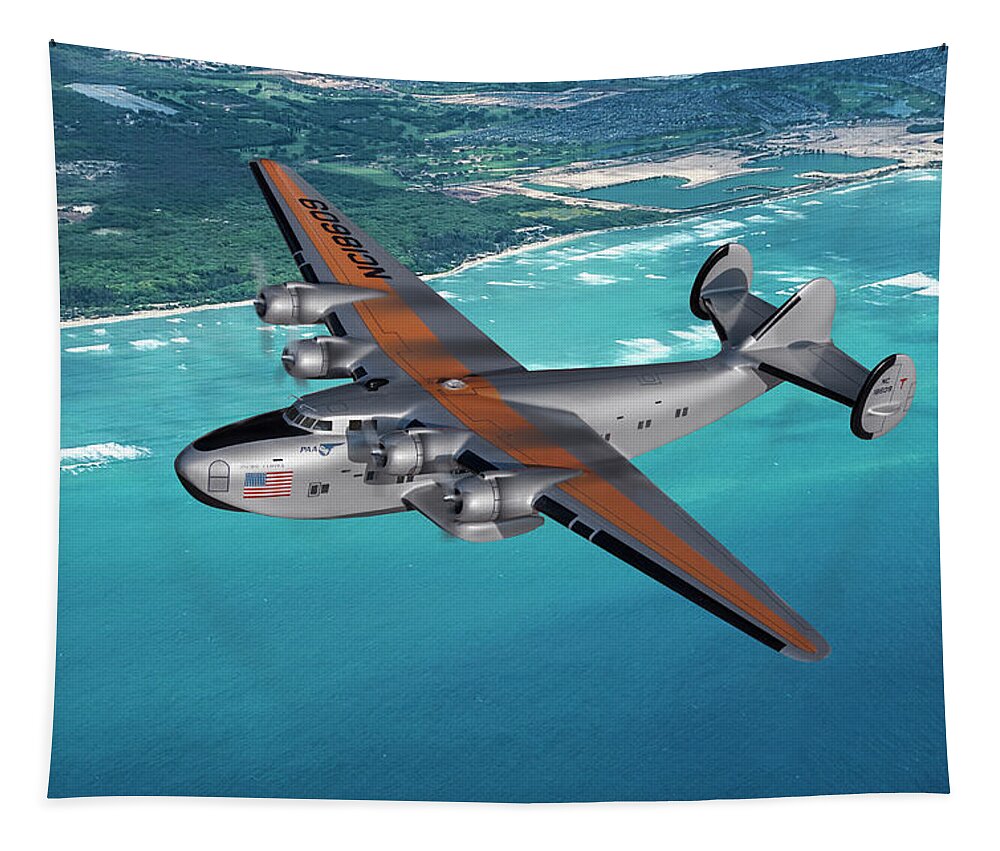  Tapestry featuring the digital art Pan Am Clipper Flying Boat by Erik Simonsen