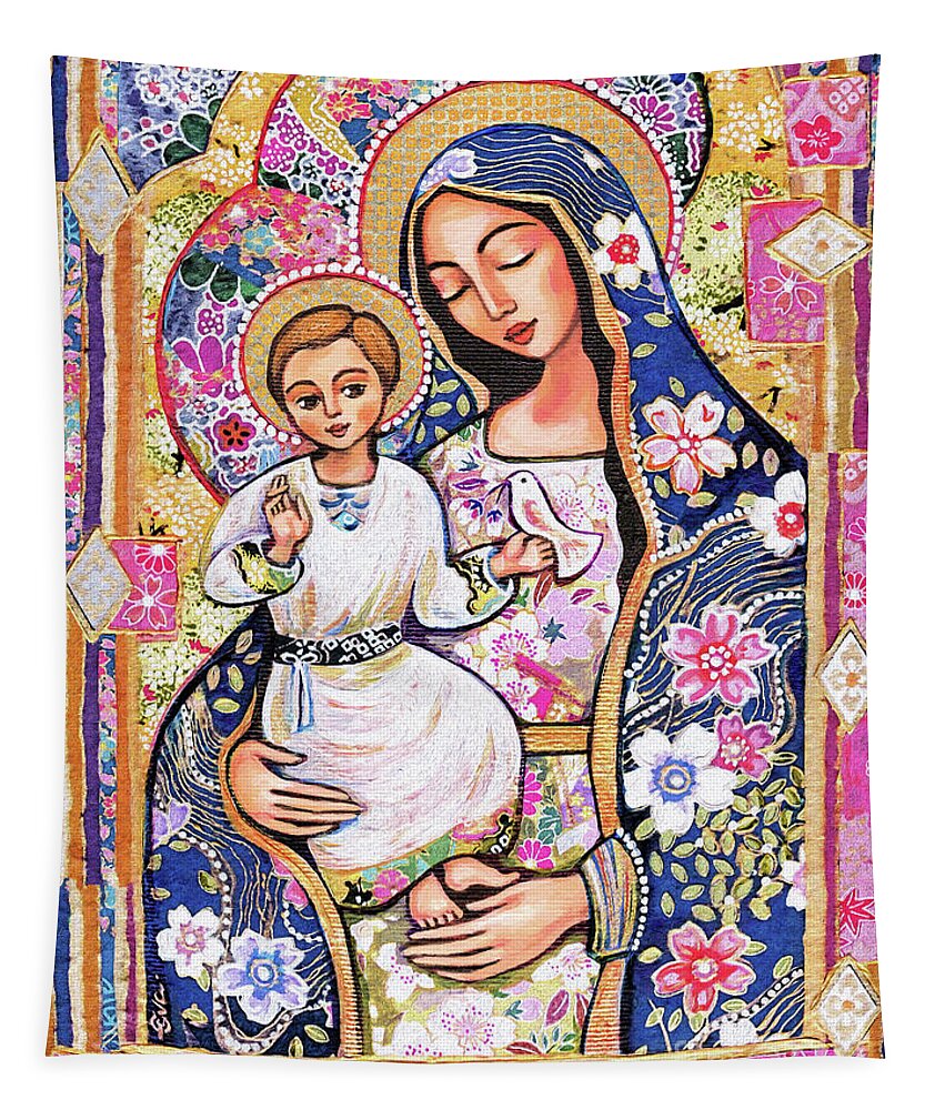 Mother And Child Tapestry featuring the painting Panagia Eleousa by Eva Campbell