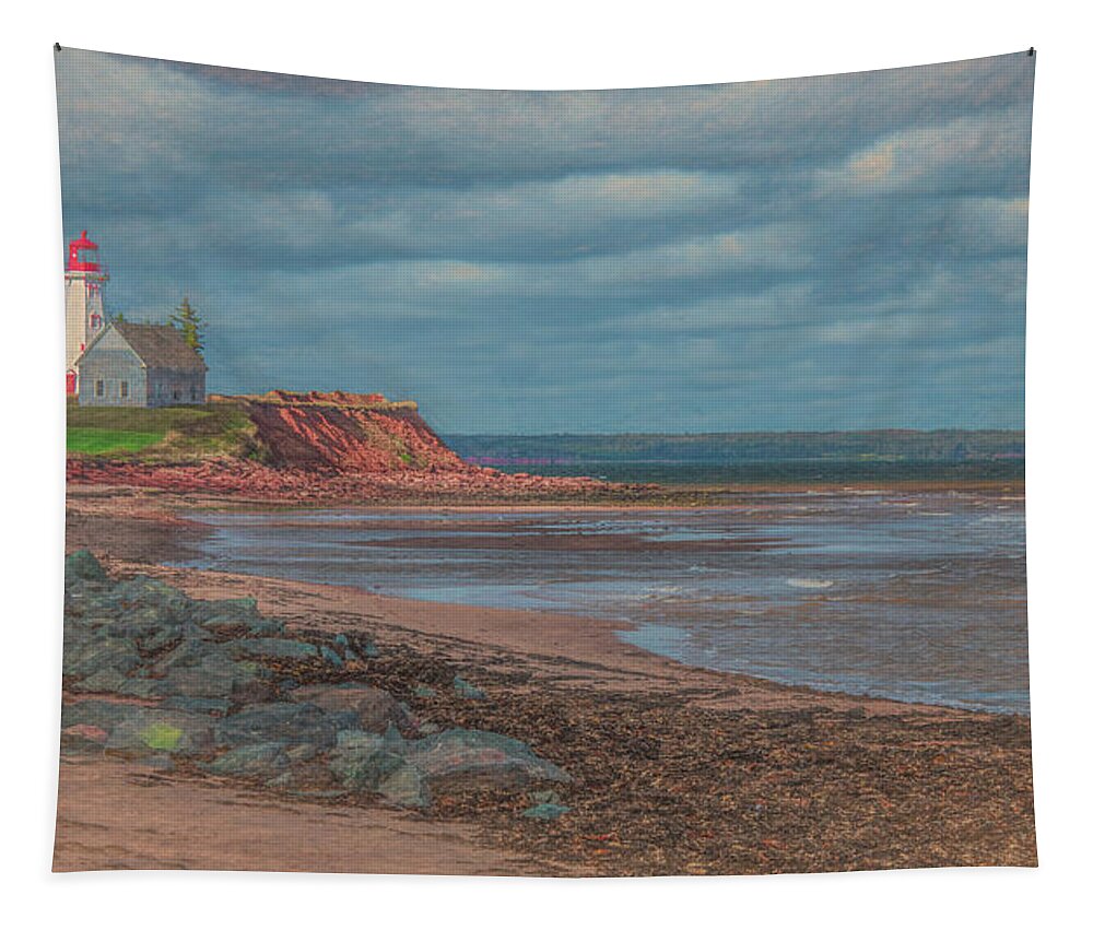 Pei Tapestry featuring the photograph Panmure Island Light, Painterly by Marcy Wielfaert