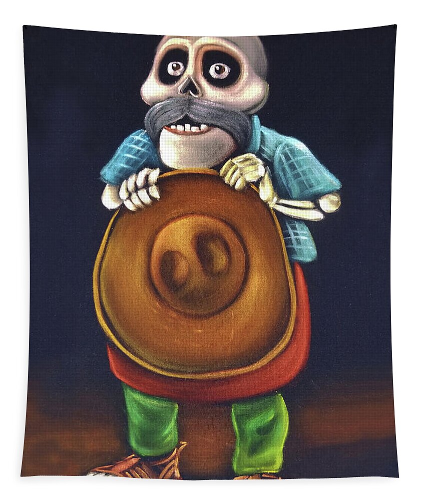 Papa Julio Rivera Coco Pixar Movie calavera Skull Muertos Oil paint Velvet  SA198 Tapestry by Santos - Fine Art America