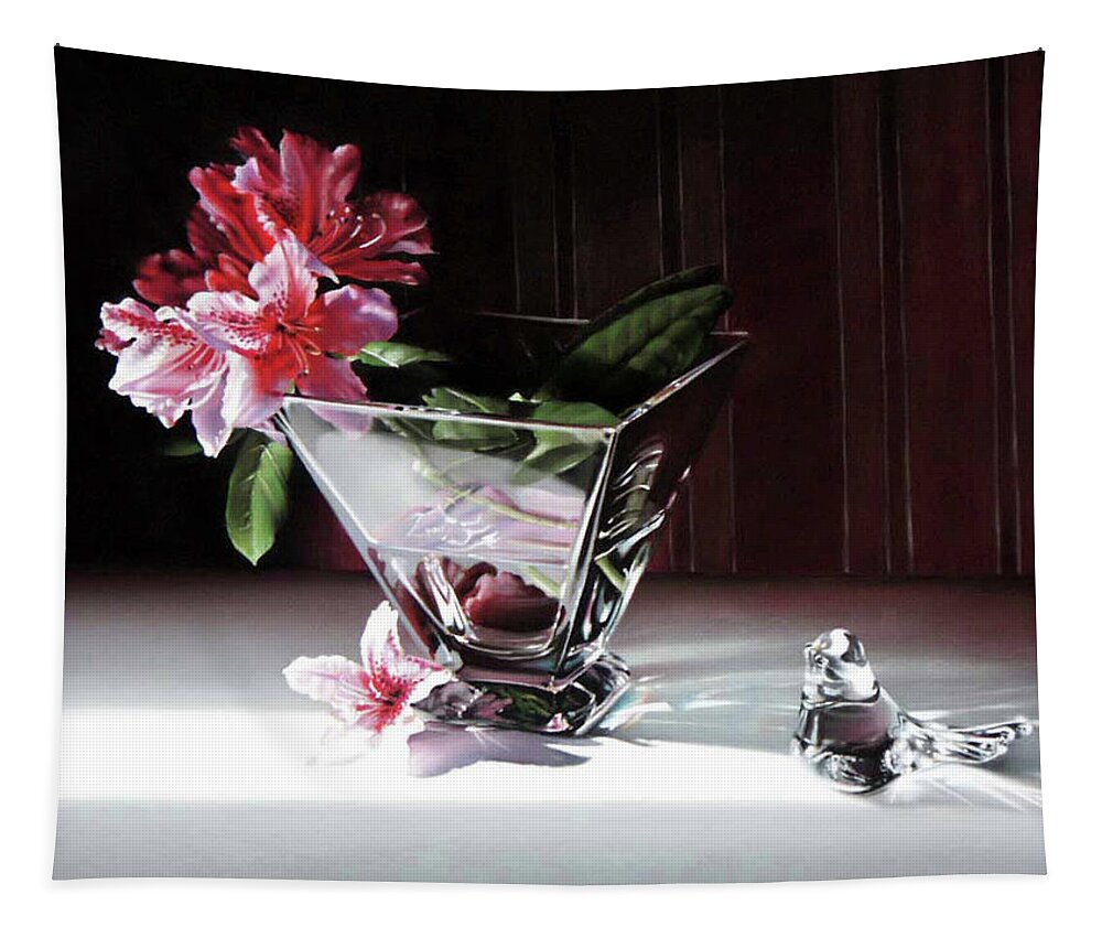 Clear Glass Vase Tapestry featuring the pastel Paper and Glass by Dianna Ponting