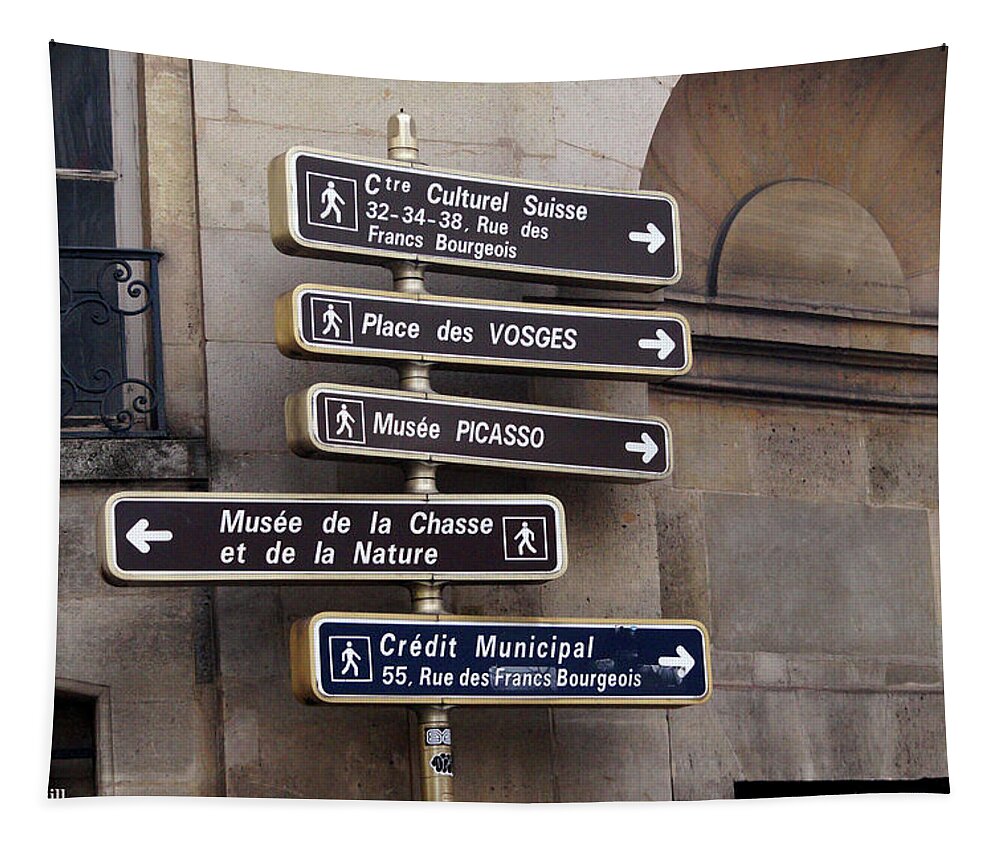 Everett Spruill Tapestry featuring the photograph Parisian Street Signs by Everett Spruill