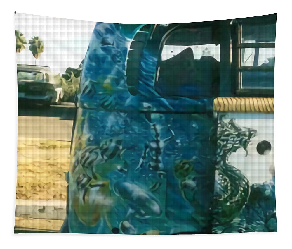 Magicvan3000 Tapestry featuring the digital art Parked in Rincon by Stephane Poirier