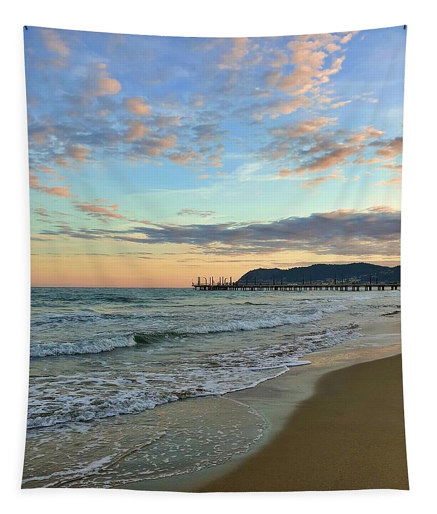 Seascape Tapestry featuring the photograph Pastel Italian Sunset by Andrea Whitaker