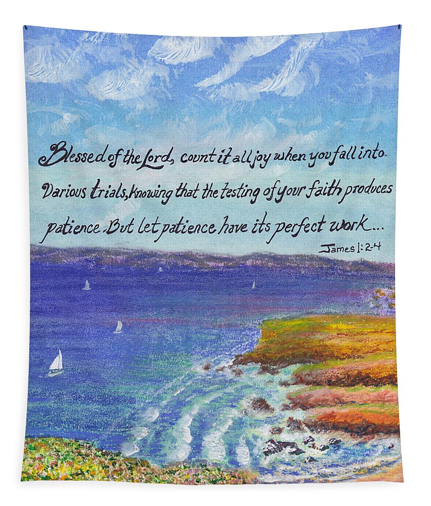 C Tapestry featuring the painting Patience by Catherine Saldana