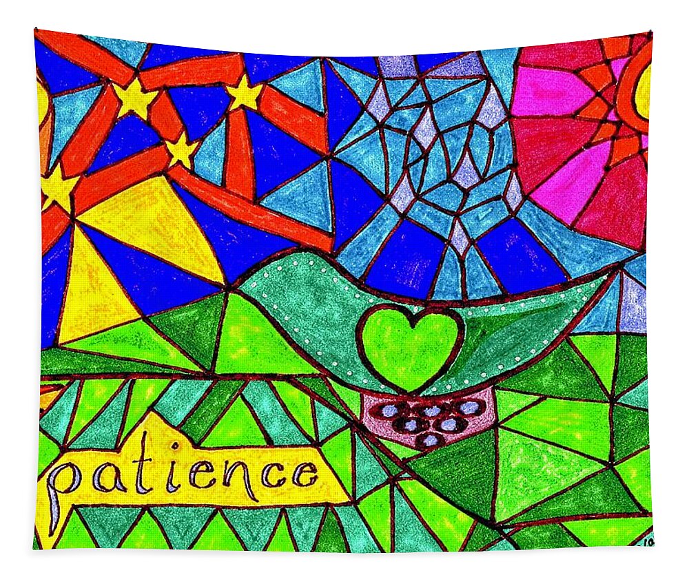 Patience Tapestry featuring the drawing Patience by Karen Nice-Webb