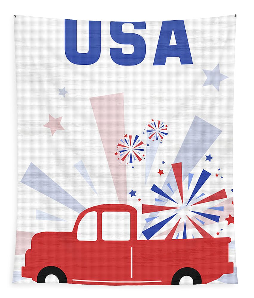 Truck Tapestry featuring the mixed media Patriotic Truck by Sundance Q