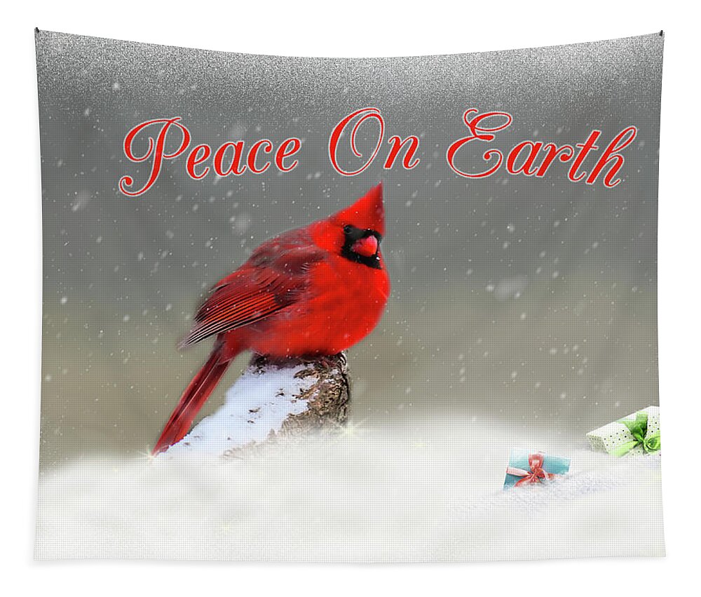 Cardinal Tapestry featuring the photograph Peace On Earth by Cathy Kovarik