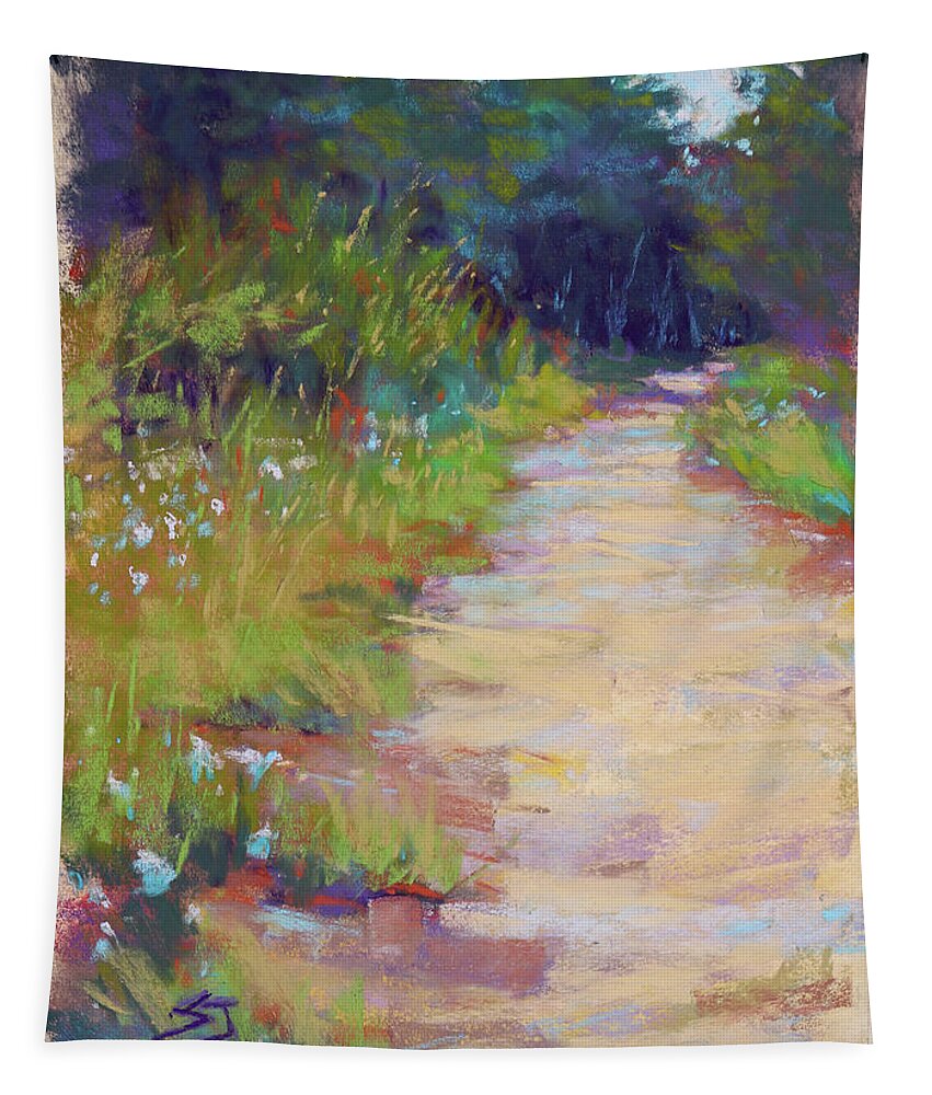 Road Tapestry featuring the painting Peaceful Journey by Susan Jenkins