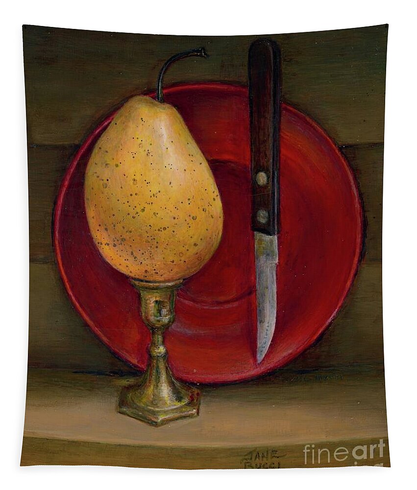 Still Life Tapestry featuring the painting Pear Triumphant by Jane Bucci