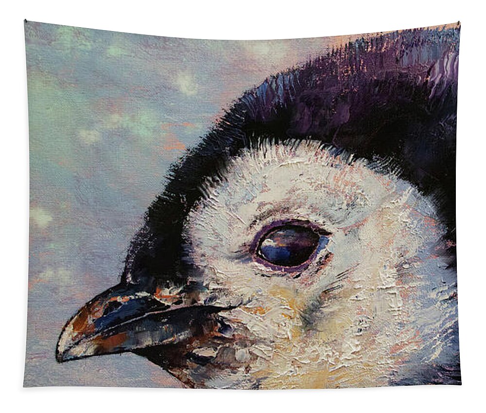 Baby Tapestry featuring the painting Penguin Chick by Michael Creese