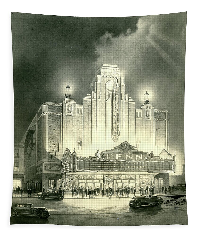  Tapestry featuring the photograph Penn Theatre by Mitchell Studios
