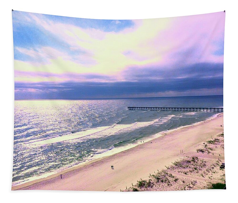 Pensacola Beach Tapestry featuring the photograph Pastel Sky at Pensacola Beach by Debra Grace Addison