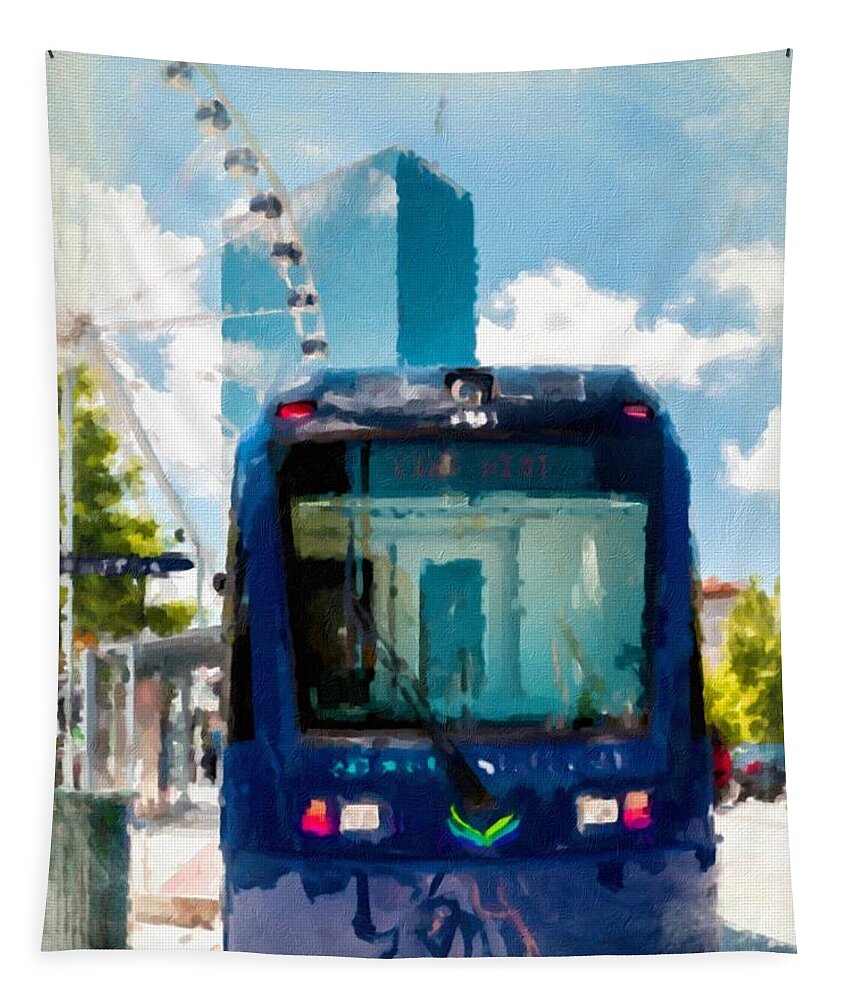 Atlanta Tapestry featuring the photograph People by Atlanta Streetcar by Darryl Brooks