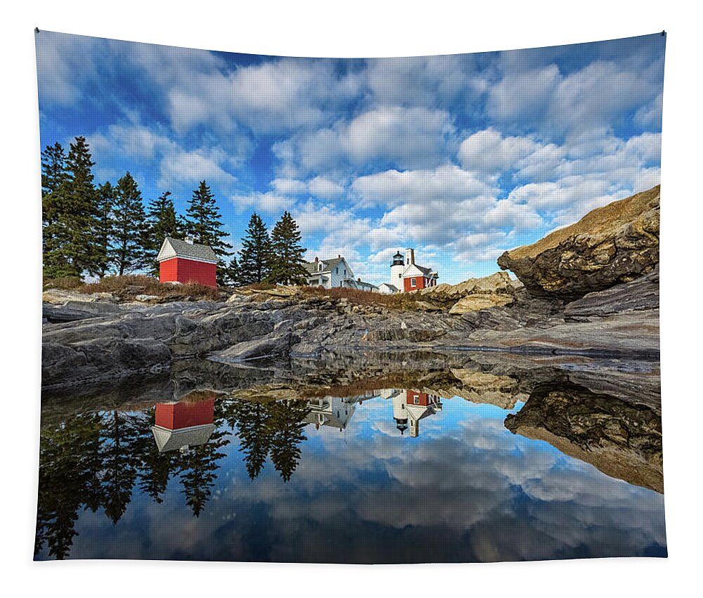 Bristol Tapestry featuring the photograph Perfect Reflections - Pemaquid Point Light by Robert Clifford