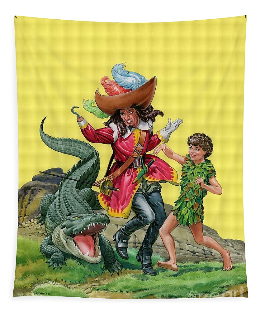 Peter Pan, Captain Hook And The Crocodile Tapestry by Quinto Martini -  Bridgeman Prints