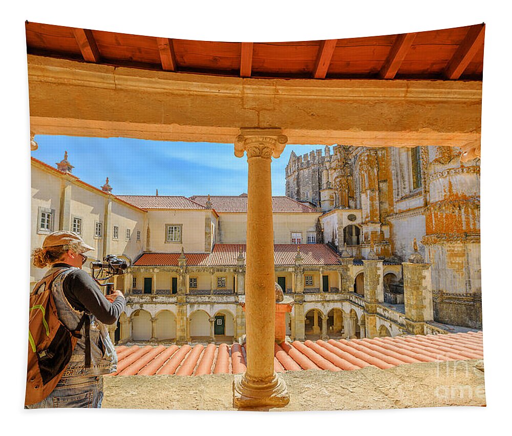 Portugal Tapestry featuring the photograph Photographer at Tomar Castle by Benny Marty