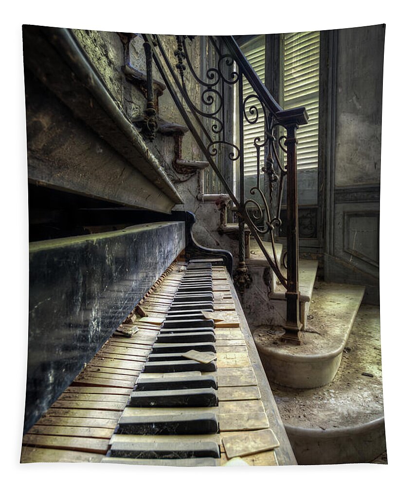 Abandoned Tapestry featuring the photograph Piano Detail by Roman Robroek