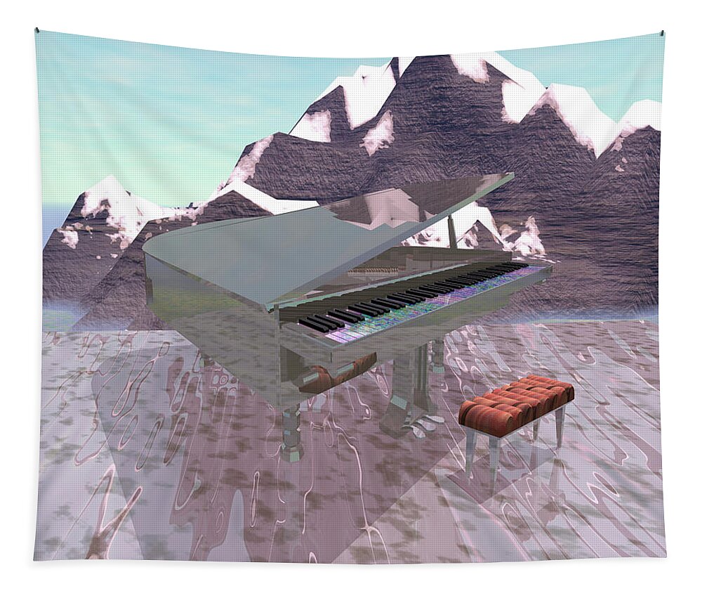 Piano Tapestry featuring the digital art Piano Scene by Bernie Sirelson