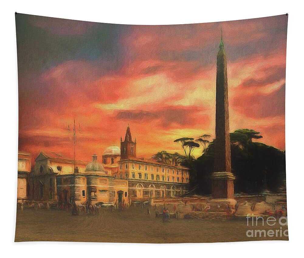 Piazza Del Popolo Tapestry featuring the photograph Piazza del Popolo Rome by Leigh Kemp