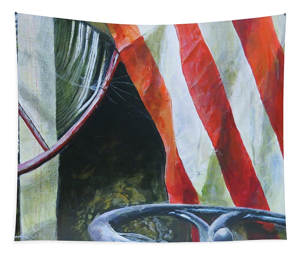 Fire Hose Tapestry featuring the painting Pieces by William Brody