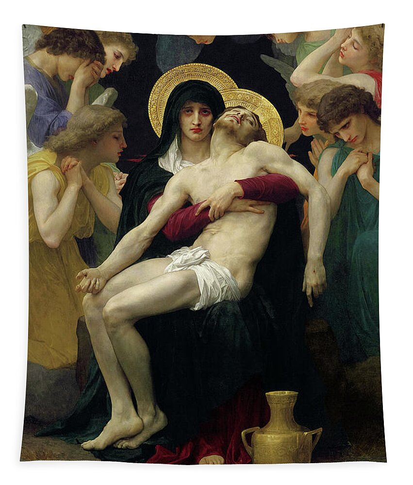 Bouguereau Pieta Tapestry featuring the painting Pieta, 1876 by William-Adolphe Bouguereau