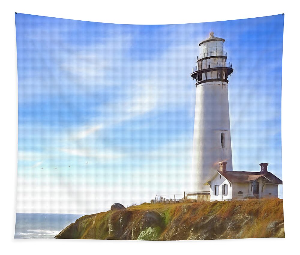 Photographs Tapestry featuring the photograph Pigeon Point Lighthouse CA by John A Rodriguez