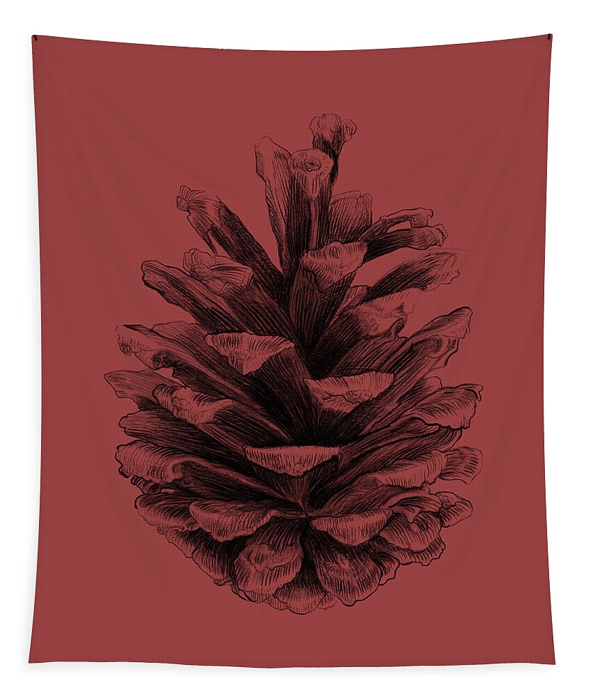 Pine Cone Tapestry featuring the drawing Pine by Eric Fan