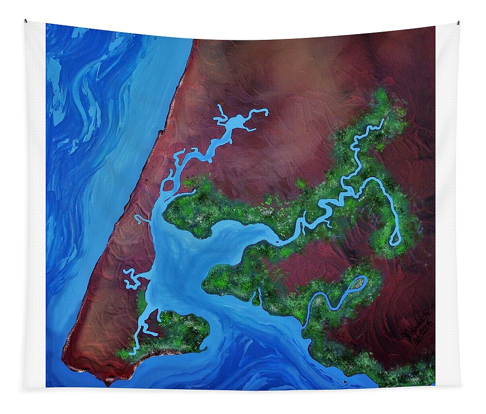 Map Tapestry featuring the painting Pine River by Joan Stratton