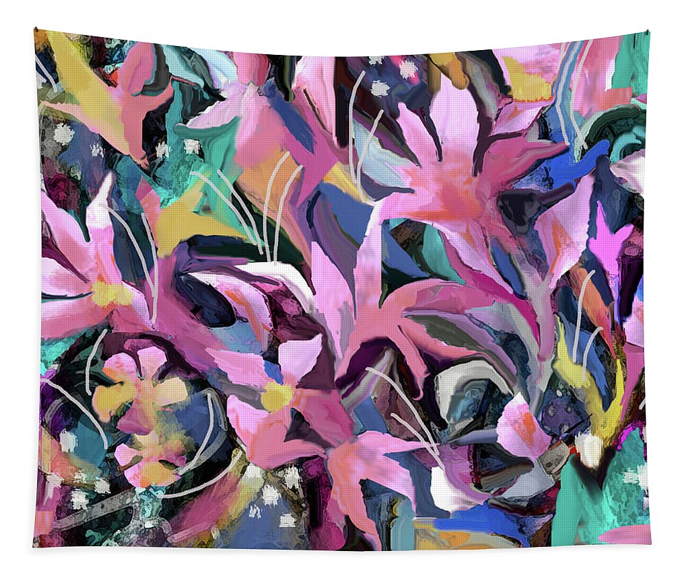 Pink Flowers Tapestry featuring the digital art Pink Flowers by Jean Batzell Fitzgerald