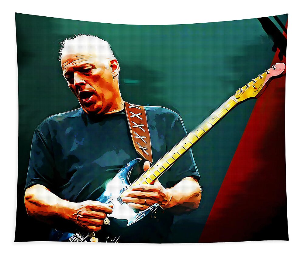 Pink Floyd Tapestry featuring the mixed media Pink Floyd David Gilmour by Marvin Blaine