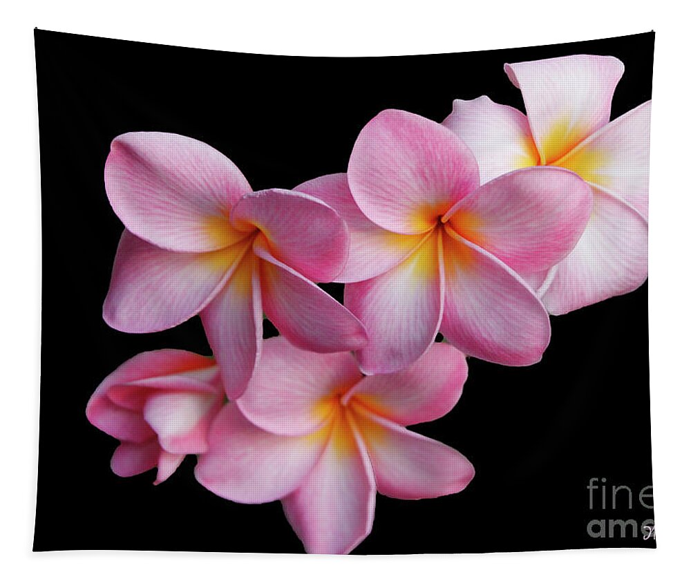 Nature Tapestry featuring the photograph Pink Plumeria by Mariarosa Rockefeller