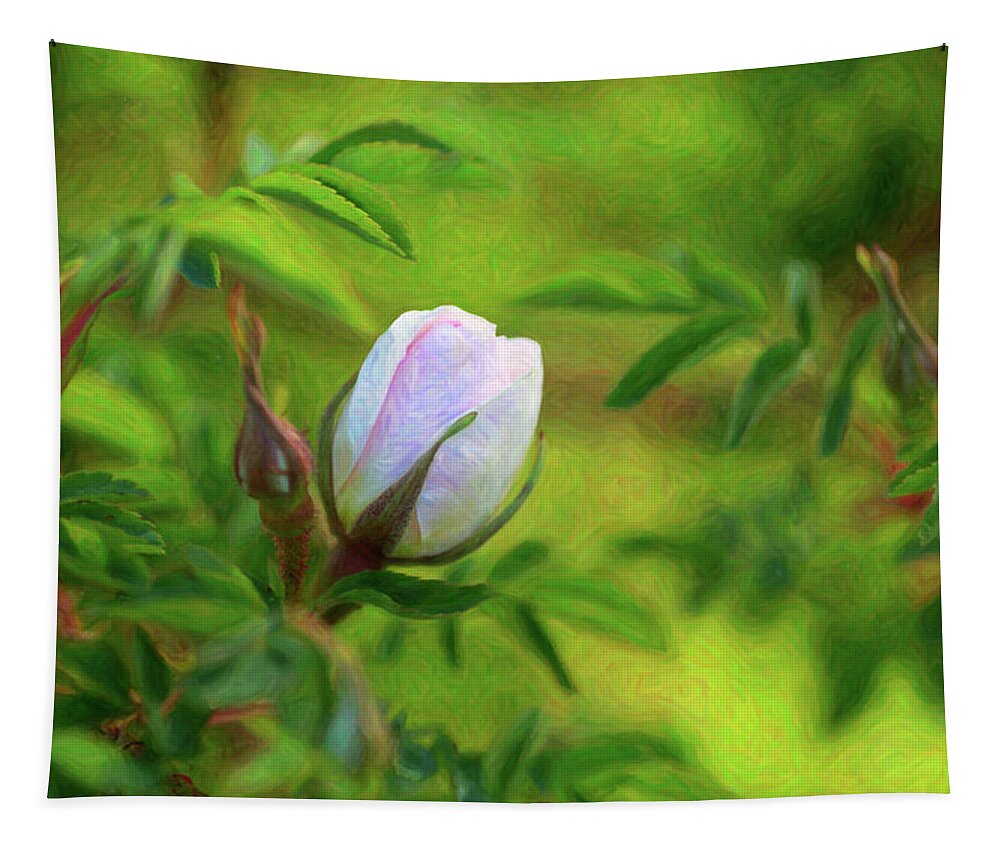 Lady In Waiting Tapestry featuring the digital art Pink Rose - Lady In Waiting - by Omaste Witkowski by Omaste Witkowski