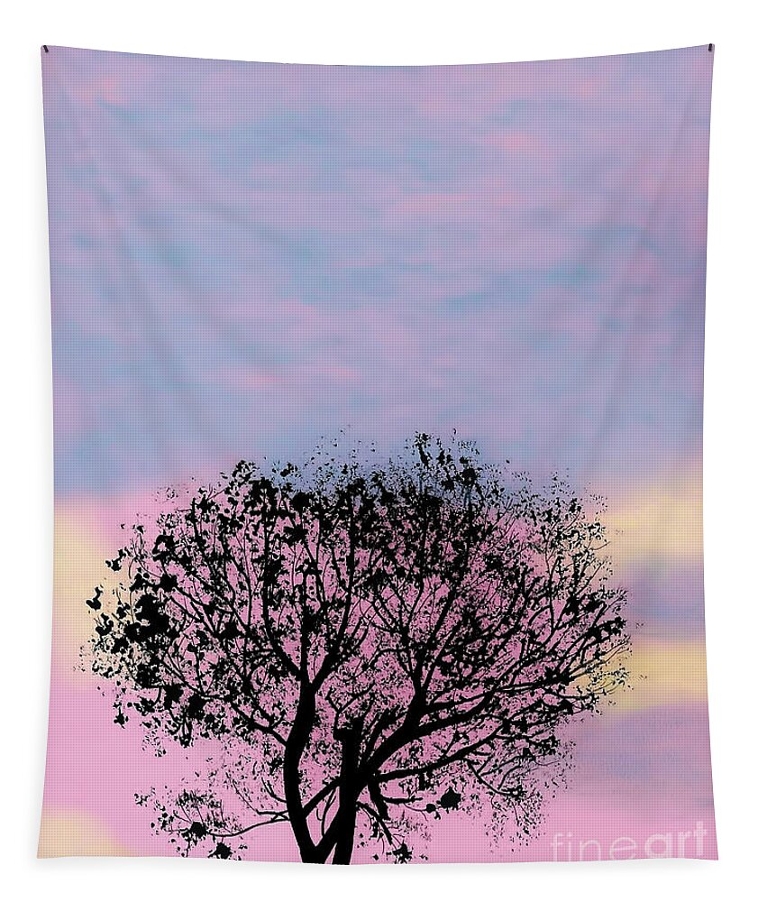 Sunset Tapestry featuring the drawing Pink Sunset by D Hackett