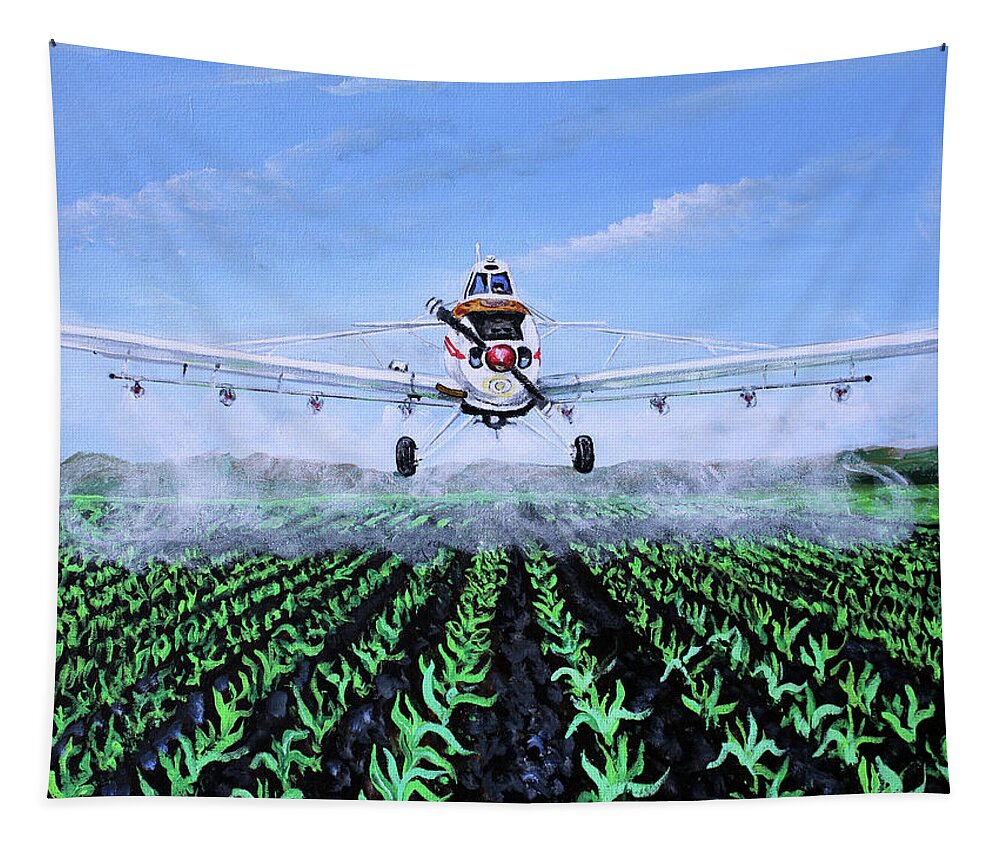 Aircraft Tapestry featuring the painting Piper Pawnee PA-25-235 by Karl Wagner