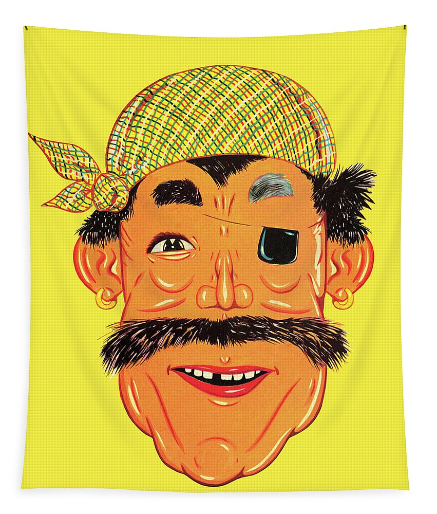 Accessories Tapestry featuring the drawing Pirate With Mustache by CSA Images