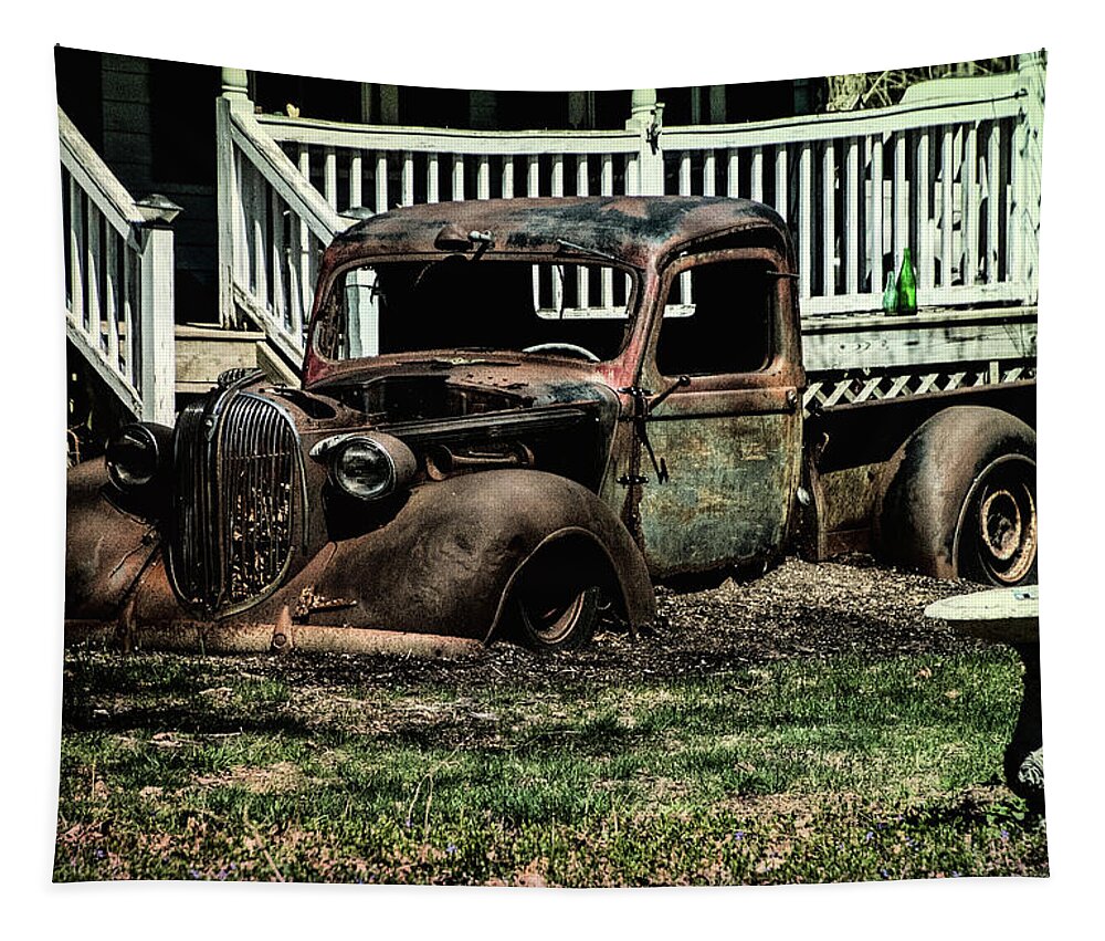 /truck Tapestry featuring the photograph Planted by Cathy Kovarik