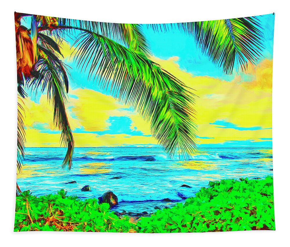 Hawaii Tapestry featuring the painting Poipu Sunrise by Dominic Piperata