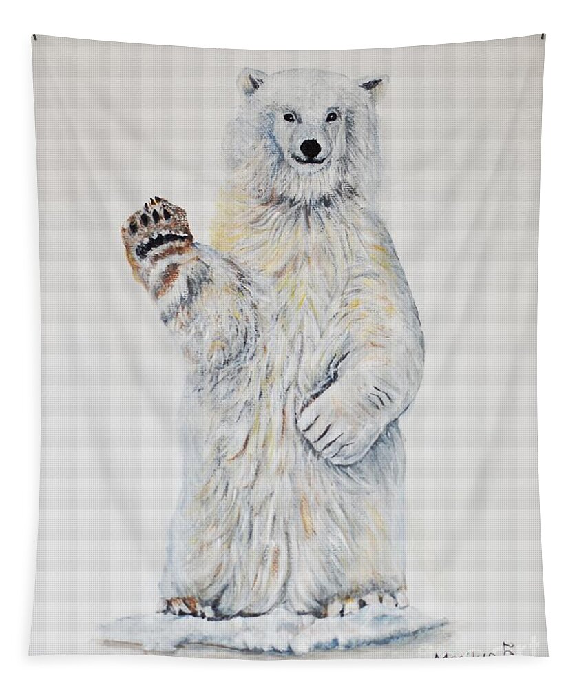 Polar Tapestry featuring the painting Polar Bear Baby 2 by Marilyn McNish